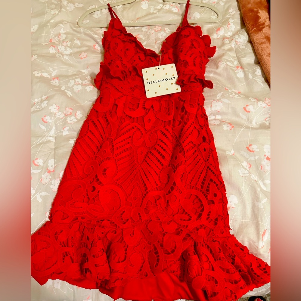 Hello Molly with tags. Red dress. Zip up and adjustable straps